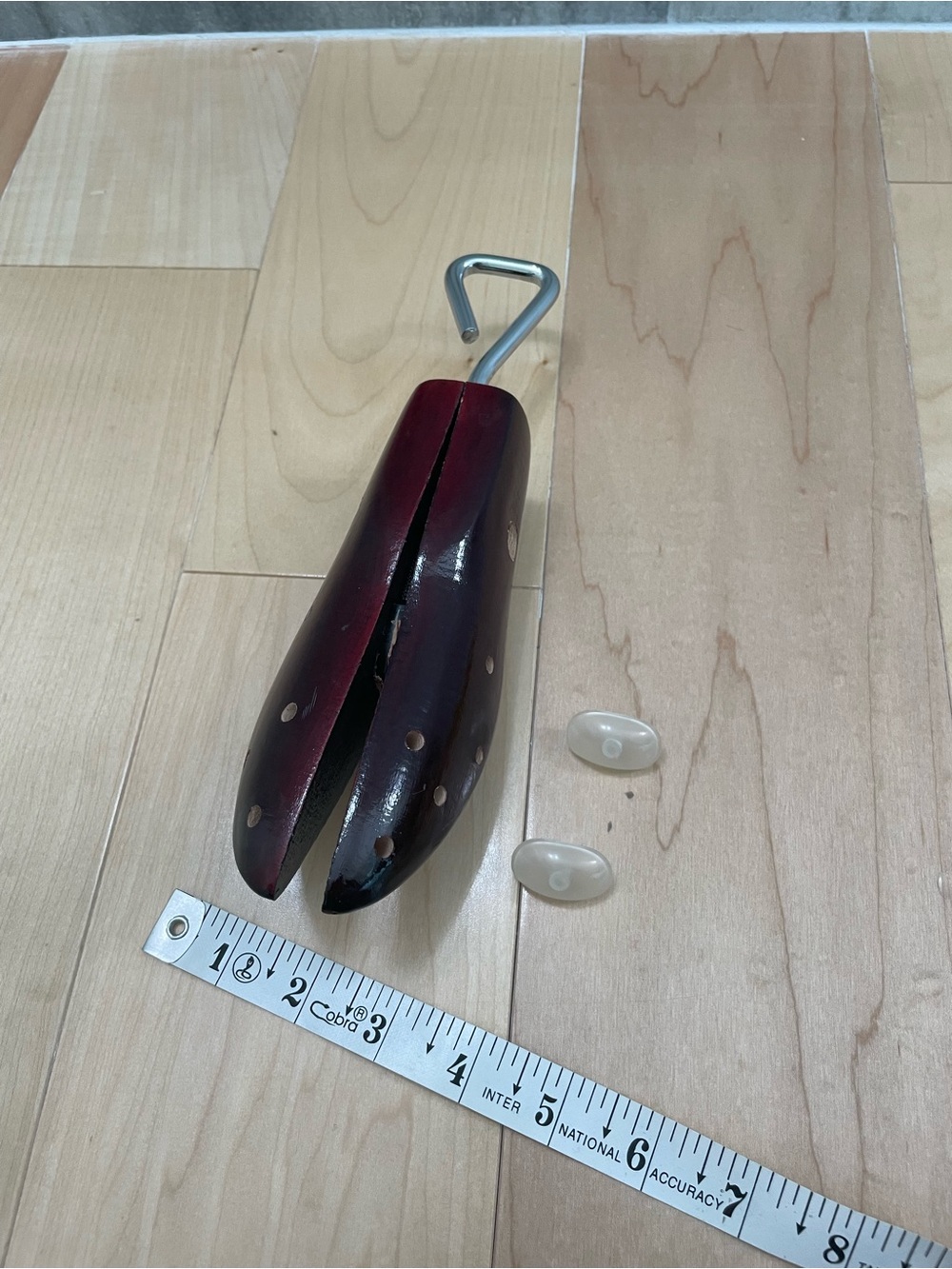 Wooden Shoe Stretcher / Boot Shaper with Metal Handle & Spot-Stretching Plugs